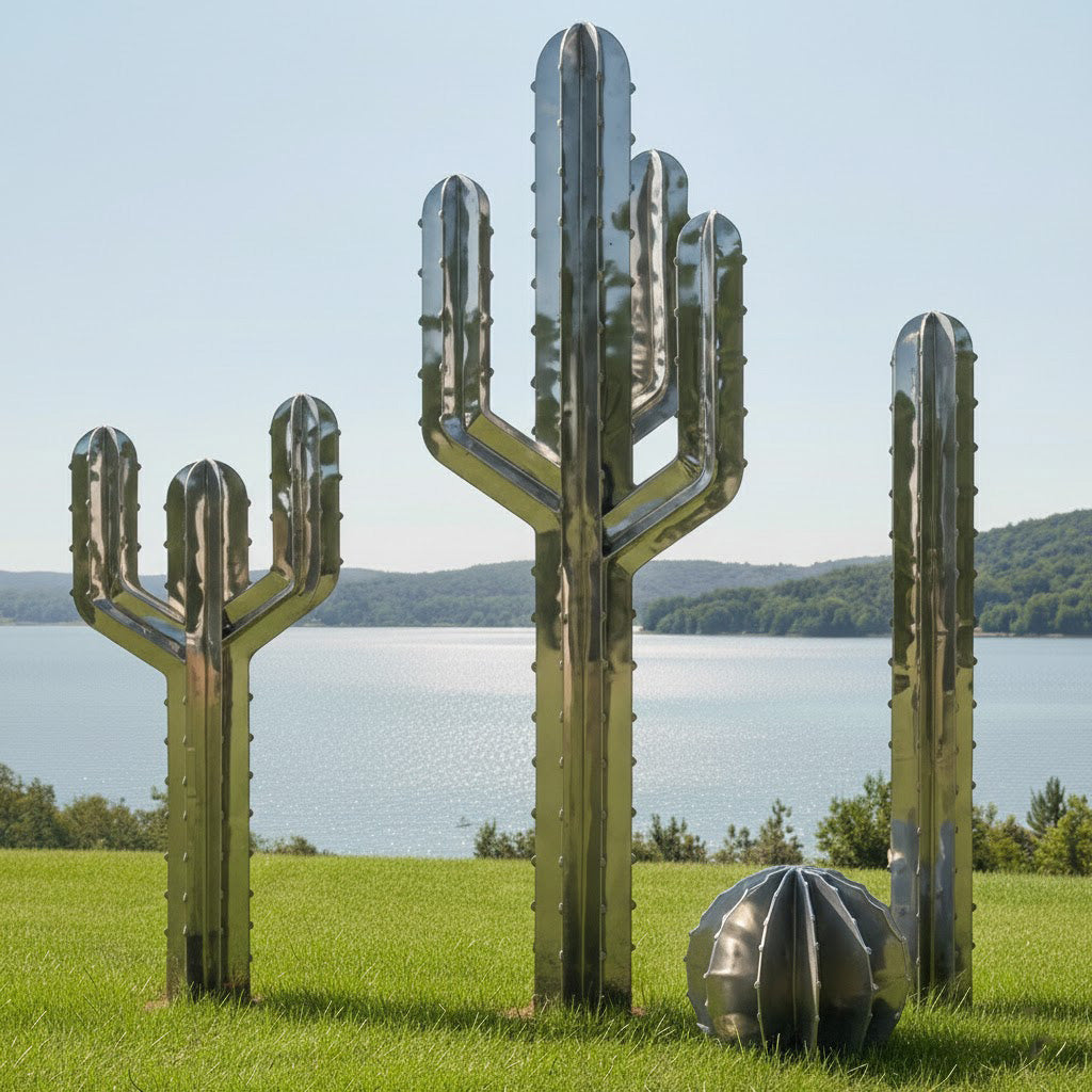 Modern Industrial Saguaro Cactus Sculpture - Desert Inspired Art