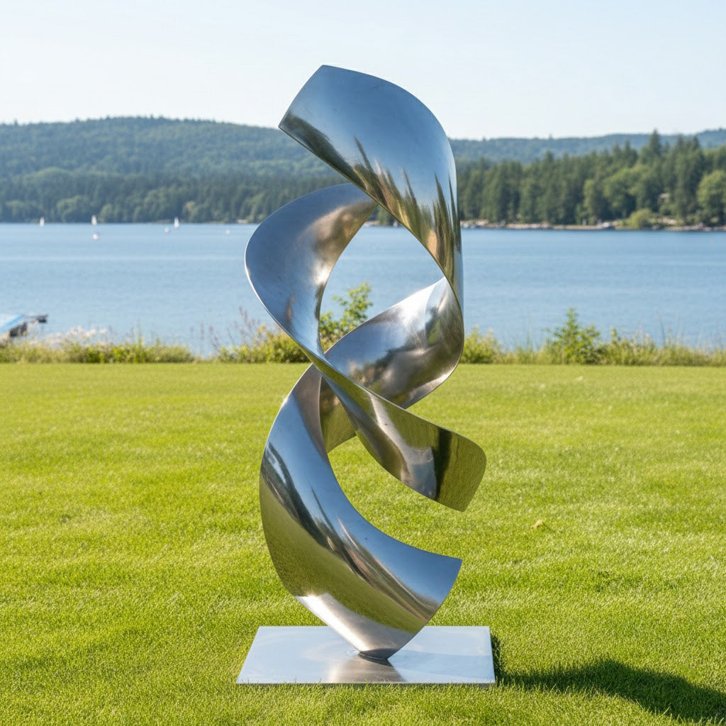 Modern Abstract "Helix Ribbon" Sculpture - Large Scale Art